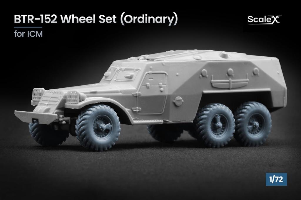 Armored Personnel Carrier Wheel Set Plastic Model Parts SCXWM72010 Scale-X 1/72 BTR-152 (6 pieces) (for ICM) (Military)