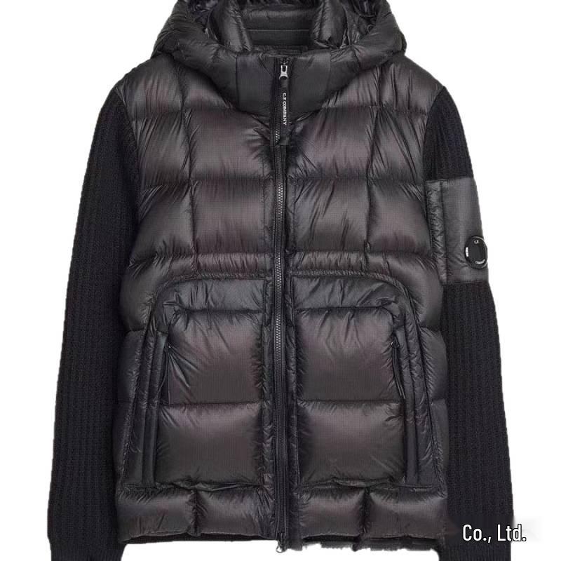 2025 Hohe Version Unisex Strick Patchwork Stehkragen Leichte Daunenjacke Strickjacke