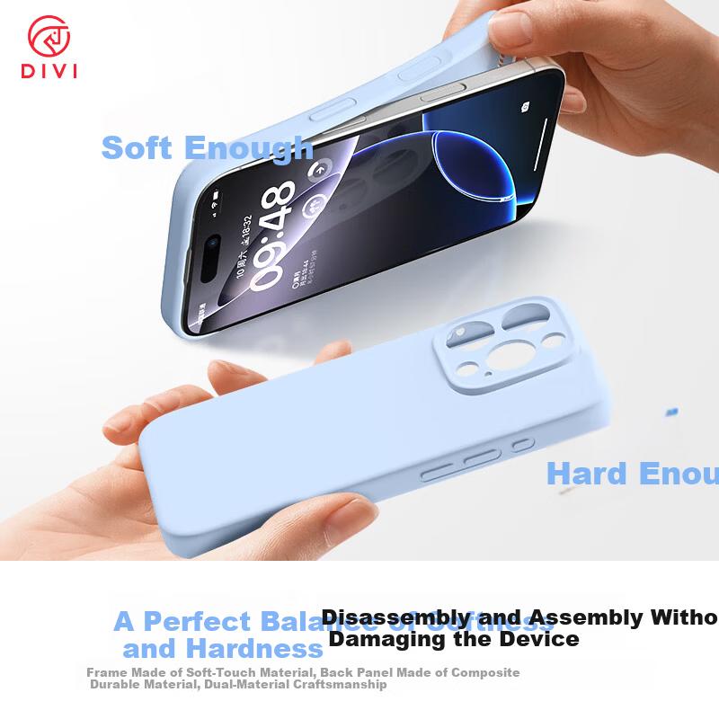DIVI Zero-Feel Liquid Silicone Case for iPhone 14 Pro Max, Full Coverage, Drop and Scratch Resistant, Skin-Friendly, Ultra-Thin, Blue