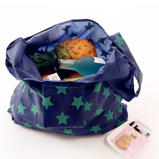 Reusable Shopping Bag Foldable Stars Stripes Washable Pouch for Oxford Fabric Grocery Tote Camping Commuting Picnic