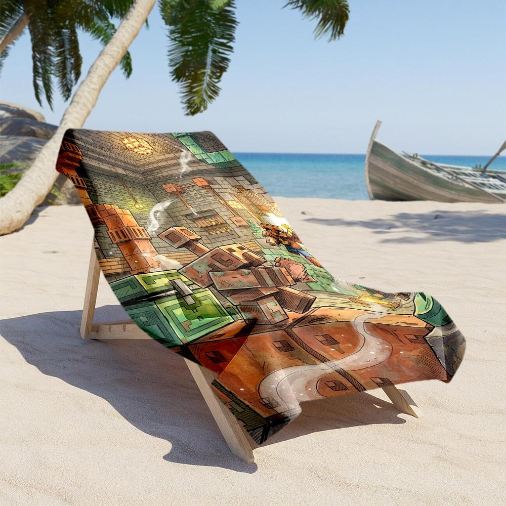 Minecraft Beach Towel Super Soft & Absorbent Comfortable Lightweight Suitable for Swimming, Gym, Camping, Yoga Vacation