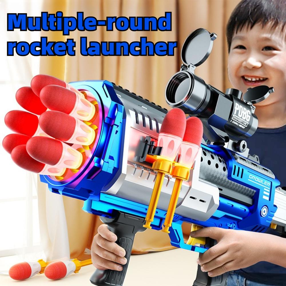 Children's Sound Light Electric Soft Bullet Gun Multi S Rocket Launcher Simulation Combat Toy Gun Boy's Birthday Gift