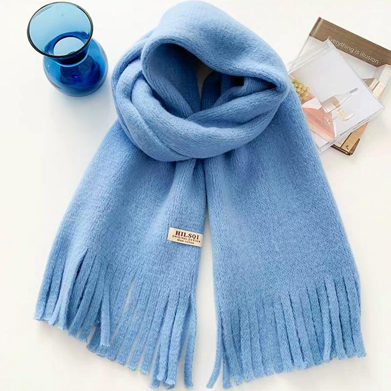 Imitation cashmere cloth label knitted scarf women's autumn and winter thickened warm versatile student couple wool circumference