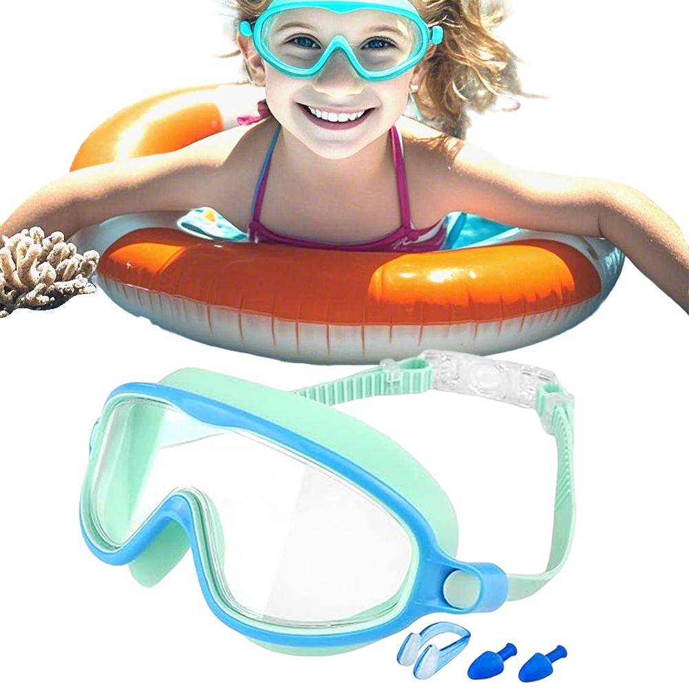 Kids Swimming Glasses No Leaking Pool Goggles with Ear Plugs Nose Clip for Children From 4 To 15 Years Old