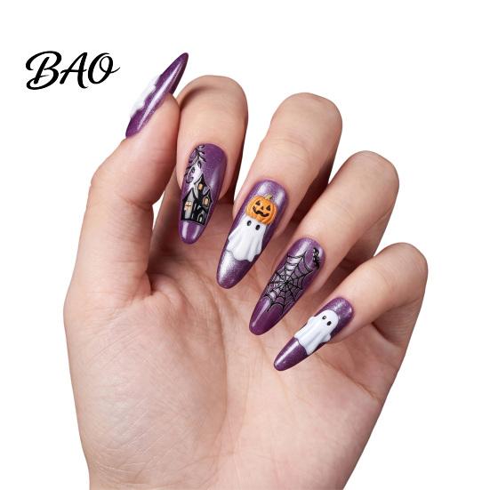 Halloween Nail Art Stickers Women for Halloween, Spooky Ghost Pumpkin Spider Web Bat Decorative Manicure Thorns Decal, DIY Supplies Holiday