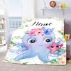 Personalized Name Blanket Cartoon Animal Digital Print Flannel Blanket Fun Gift Blanket