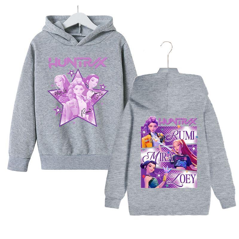 KPop Witch Hunter's Stylish Loose Hoodies for Boys and Girls, Autumn and Winter Children's Fleece Hoodies