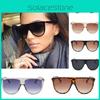 Oversized Women Sunglasses Ladies Vintage Flat Top Large Shield Fashion Uv400 Protection