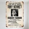 Vintage Tony Bennet Concert Metal Sign with Rusty Edges, Beige Background & Black-White Illustration - Wall Decor for Bar Cafe H