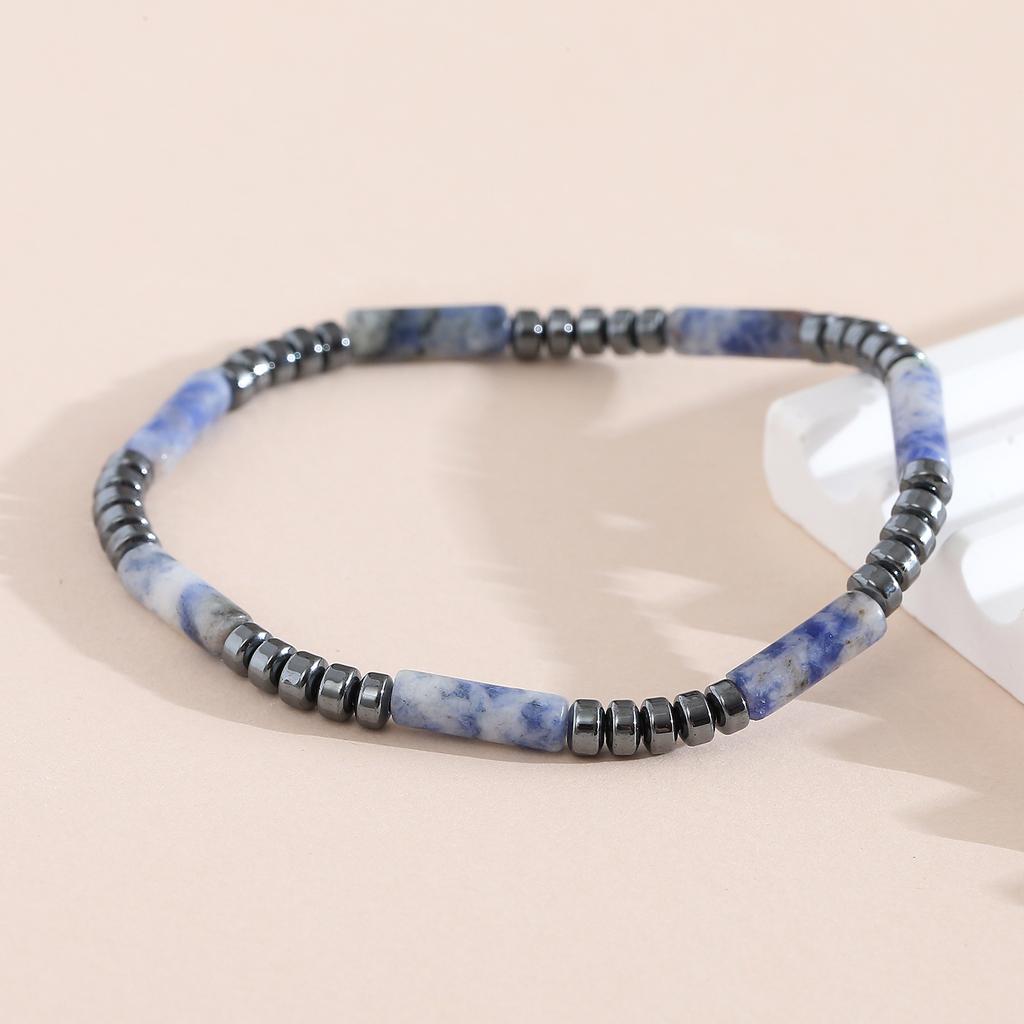 Unisex Hematite Bracelet Irregular Emperor Stone Beaded Jewelry Handmade Elastic Minimalist Energy Gift for Men Women