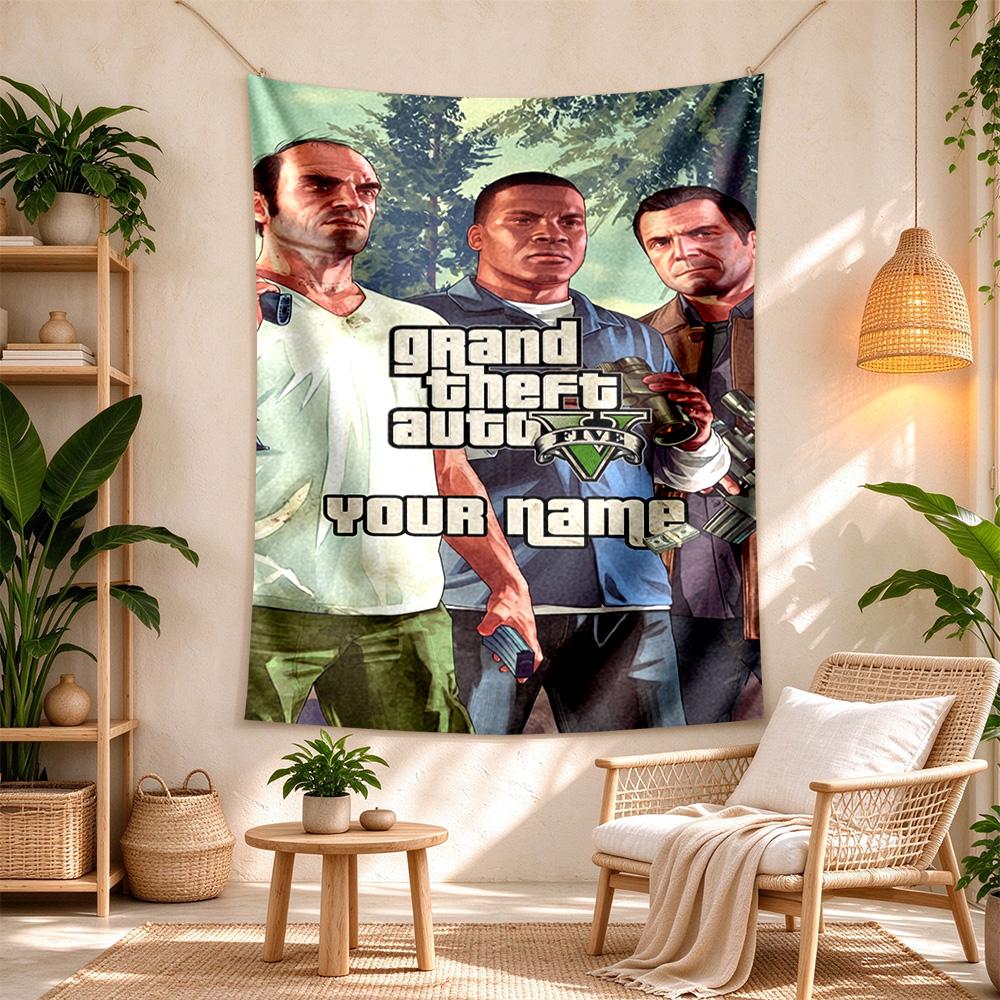 Gta Custom Wall Tapestry Cozy Personalized Tapestry Non-Fading Color Great for Dorm Room Four Seasons Decor Gift for Travel Home Birthdays
