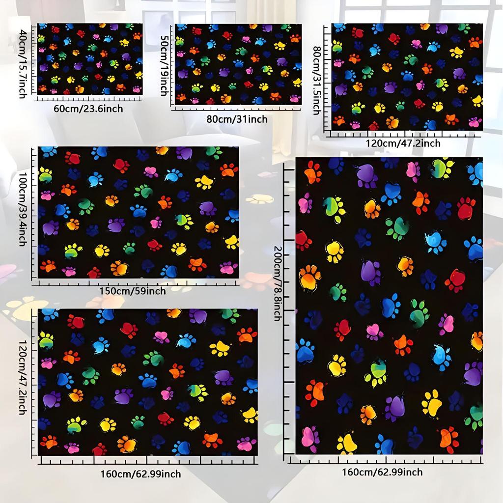 Cartoon Cat Paw Print Rug - Living Room Carpet, Bedroom Blanket, Entrance Mat