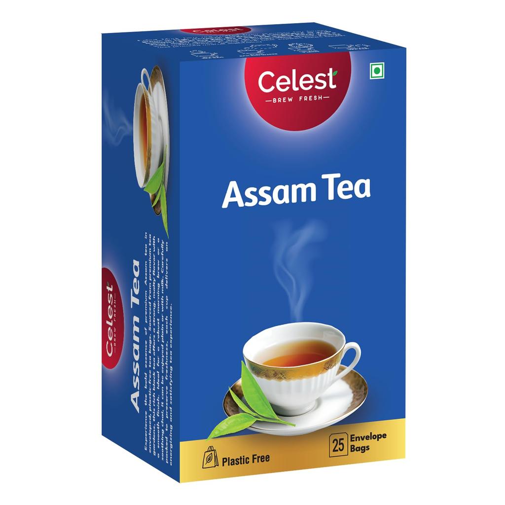 Celest Assam Black Tea Bags 25 Tea Bags X Pack of 2 Premium Single Serve Infusion Rich Flavor