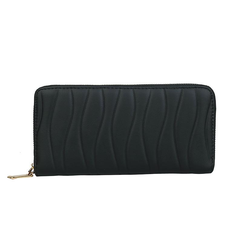 

2024 Women s Long PU Zipper Wallet: Large Capacity Clutch with Multiple Card Slots, Korean Style чёрный