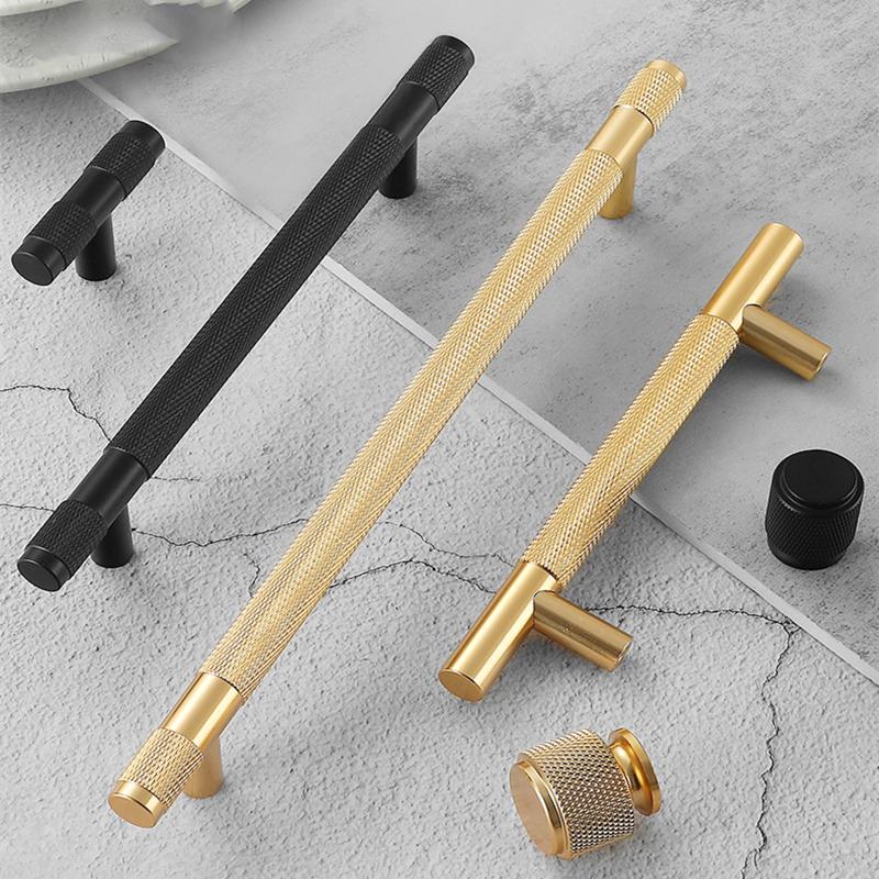 Gold Knurled Handles For Cabinet And Drawer Aluminum Alloy Wardrobe Handles Kitchen Cabinet Pulls Knurled Drawer Knobs