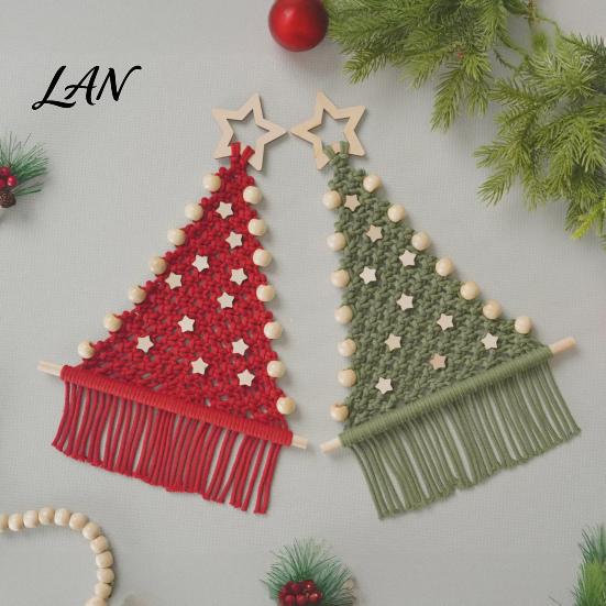Crafting Supplies for Beginners Braided Christmas Tree DIY Kit, Make 2 Cotton Rope Trees, Boho Knot Craft Parent Child Activity Kits Set with