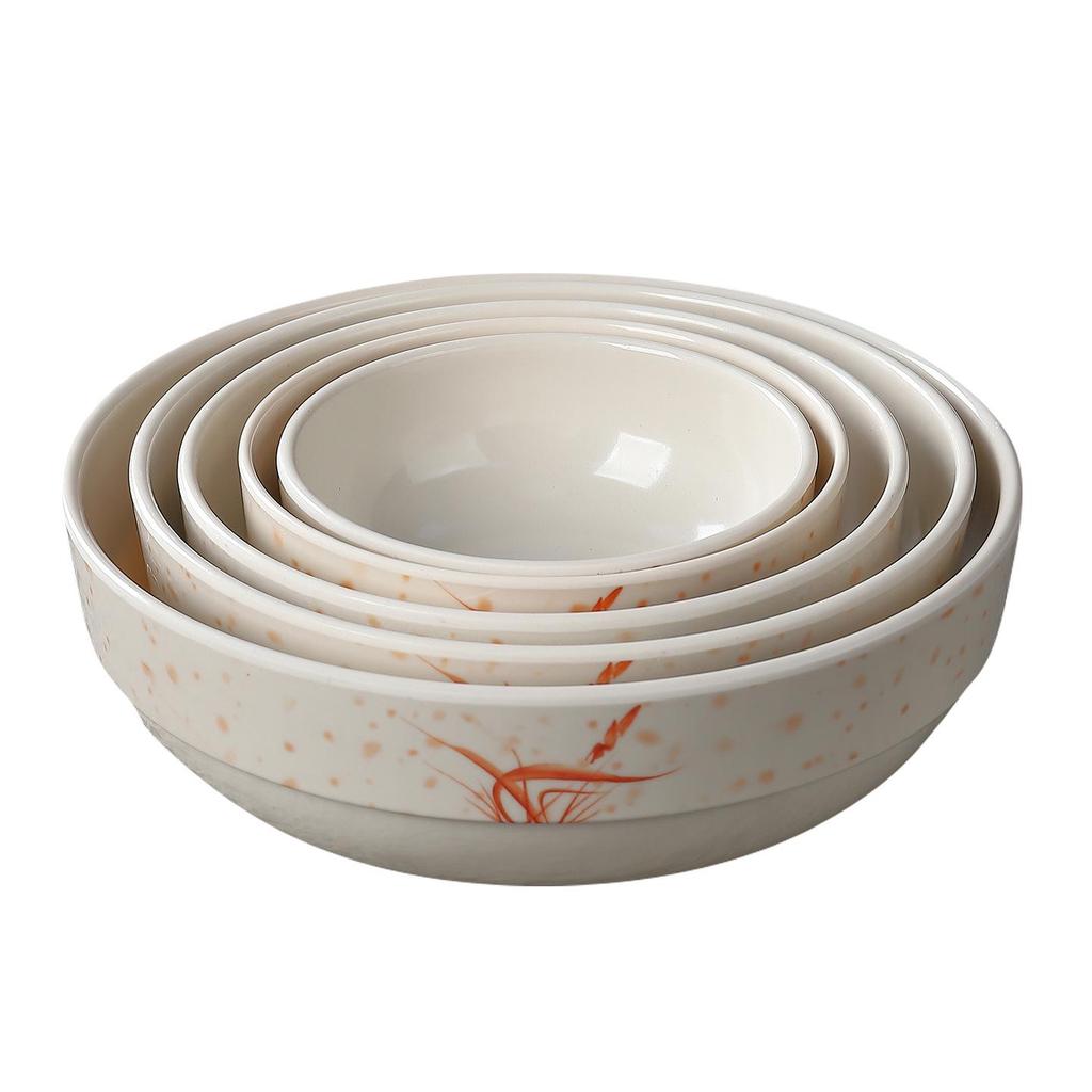 Durable Melamine Wide Mouth Ramen Bowl - Autumn Grass Design, Perfect for Noodles, Wontons, Mala Tang, and Luosifen.