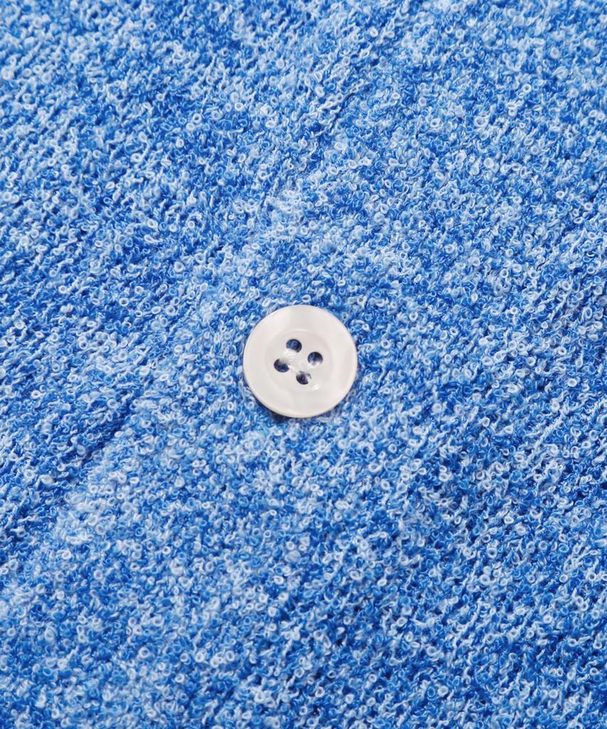 TRILLION Washable Boucle Collar Short Sleeve Knit (Melange Blue)