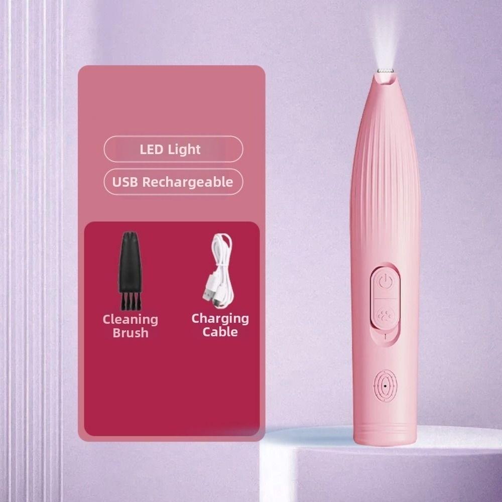 Portable Pet Electric Hair Trimmer USB Rechargeable Waterproof Cat Paw Shaver Comfortable Grip with LED Pet Foot Trimmer