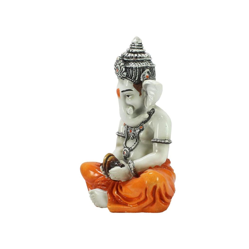 Lord Ganesha Statue (12 Cm X 12 Cm X 20 Cm, Orange)