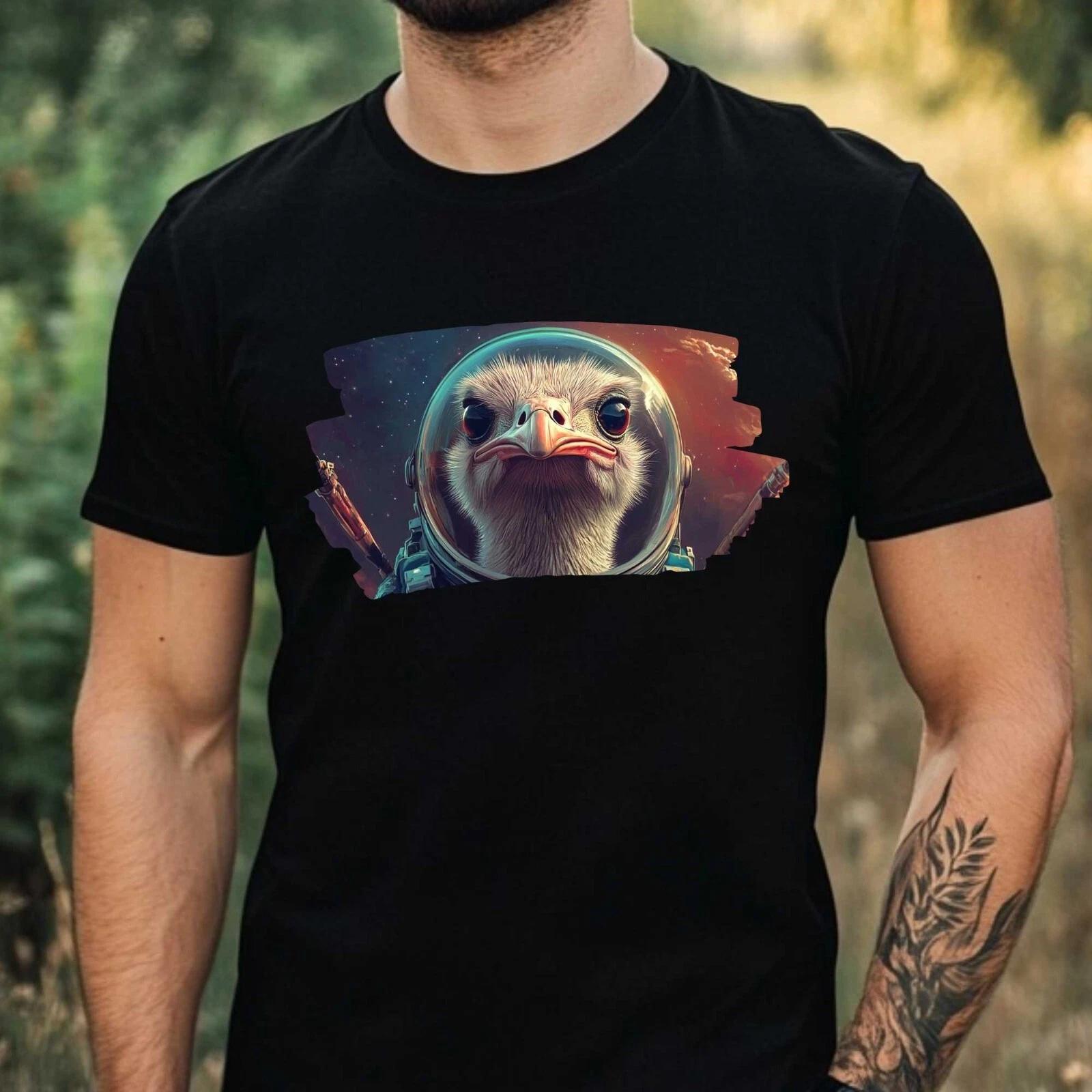 T-Shirt Herren Strauß als Astronaut Motiv Baumwolle Größe XS bis 5XL XXXXL