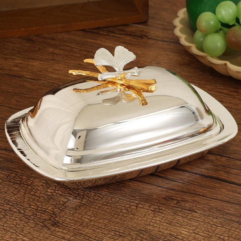 Fruit Tray, Alloy Cake With lid Plate, Golden Retro Snack Disc,Nuts Organizer Living Room Festival Desktop Wedding Decoration