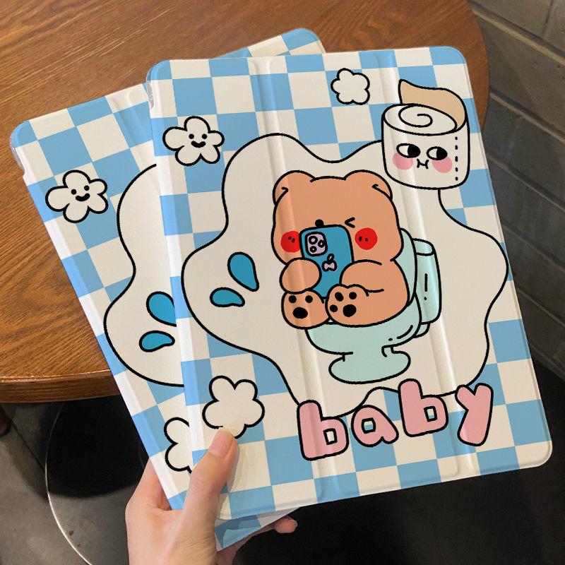 For iPad Air4th 10.9 Inch 2021 Pro11 Pro12.9 2021 iPad 10.2 (Gen 9/8/7) iPad Air 5/4/Mini 6/Pro 11/Pro 12.9 Magnetic Smart Flip Case Cover Cute Bear