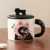 Cat Mug Retro Design Ceramic Water Cup With Lid Gift Box With Souvenir, High-End Cup Cartoon Girl