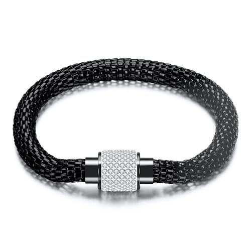 NEW Designer Jewelry Bijouterie Rhinestone Charm Bracelets for Women Stainless Steel Magnet Clasp Crystal Bracelets & Bangles