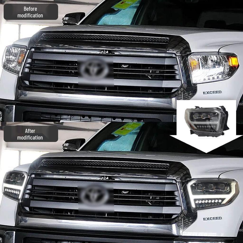 LED Projector Headlight Assembly with Flowing Turn Signals for 2014-2020 Toyota Tundra