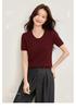 LuxShe 100% Merino Wool Knit Short Sleeve Top
