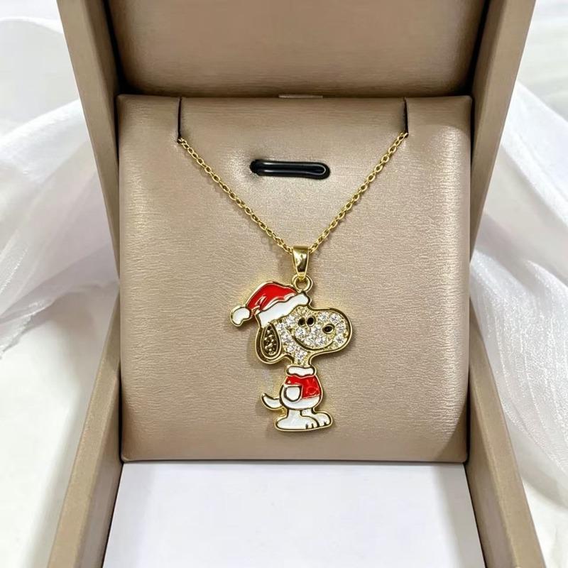 Cartoon Dog Pattern Colored Zircon Daily Versatile Niche Clavicle Necklace For Women