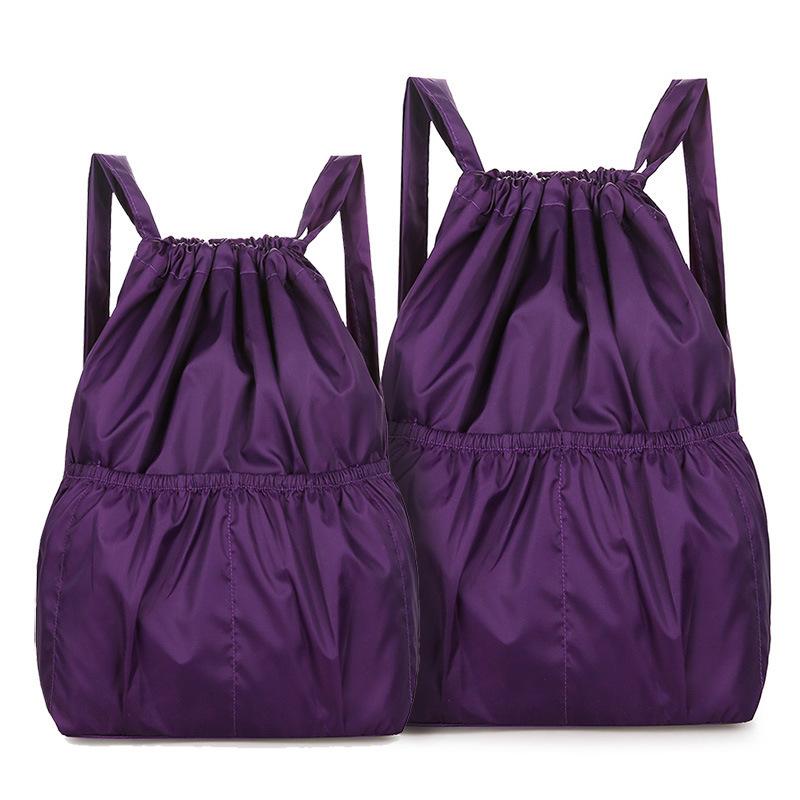 

Видео Набор Сумка Рюкзак на Шнурке Большой Вместимости Складная Портативная Сумка для Покупок Легкая для Путешествий на Открытом Воздухе фиолетовый