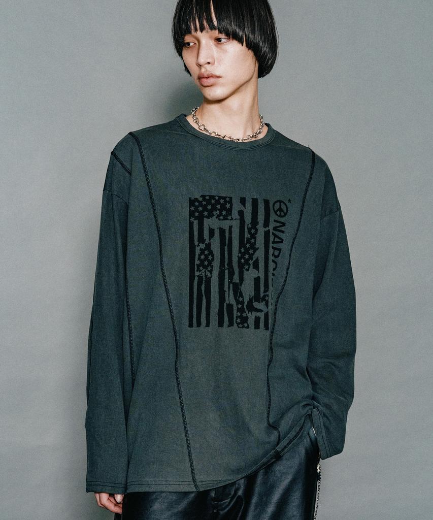 VASTIC Cover Stitch Flag Long Sleeve_Charcoal