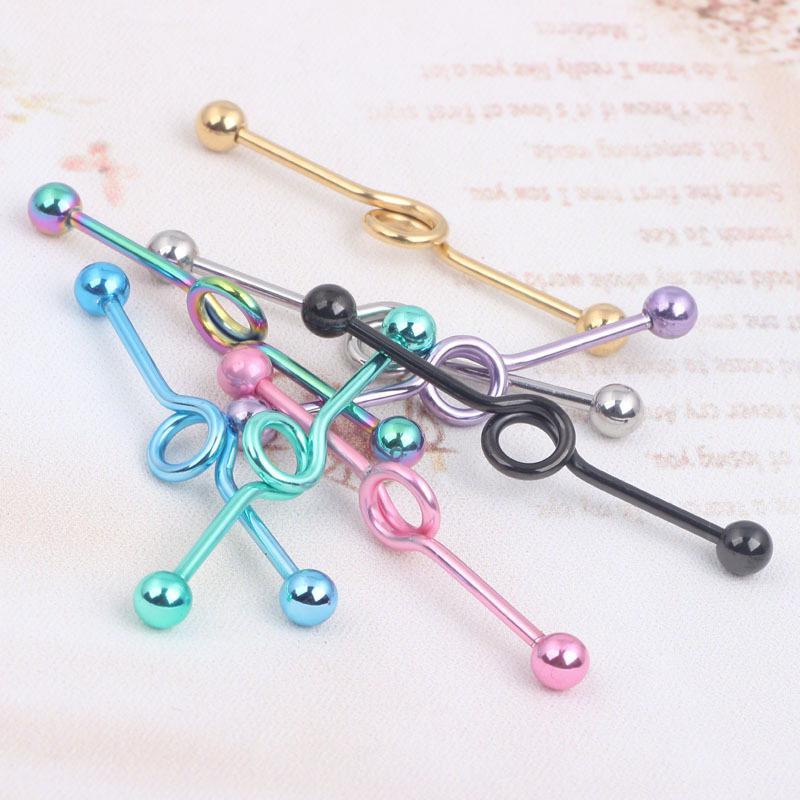 European and American Popular Ear Studs: Personality Expansion Barbell with Double Ear Holes
