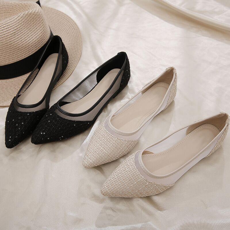 

Pointed Toe Shoes for Woman 2025 Women s Summer Footwear Office Flat Flats Black Lastest E Vacation Chic Point Elegant Wholesale 40