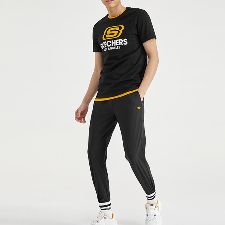 Skechers Round Neck Straight Cut Short Sleeve Breathable T-Shirt Men Tops Carbon-Black L220M152-0018