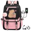Capybara Printed Usb Backpack Middle School Student Outdoor Travel School Bag