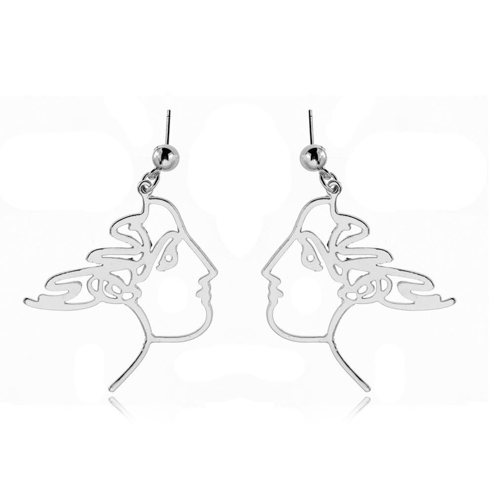 Alloy Face Elegant Earrings For Women Modern Cartoon Expression Design Jewelry