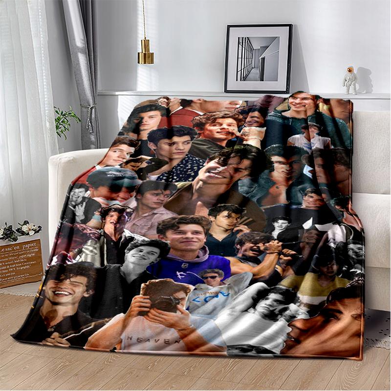 3D Shawn Mendes Handwritten Singer Soft Plush Blanket,Flannel Blanket Throw Blanket for Living Room Bedroom Bed Sofa Kid Gift