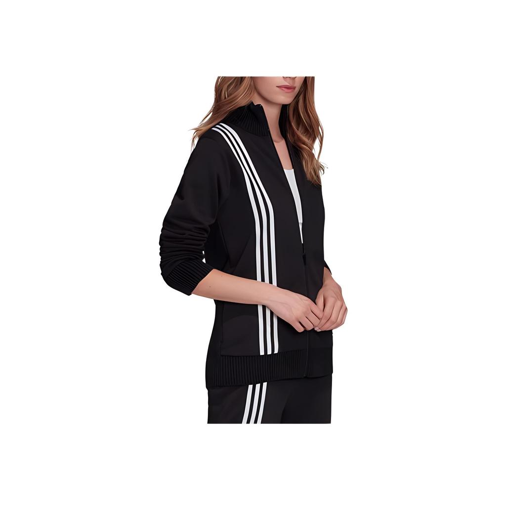 Adidas Originals Sweat Striped Design Versatile Sports Soft Comfortable Stand Collar Jacket Women Jacket Black FU1752