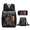 Italian Brainrot 3Pcs/Set Backpack With Messenger Bags ,Pencil Bags For Boy/Girls Best Gift 2D Flat Cartoon Student School Bags