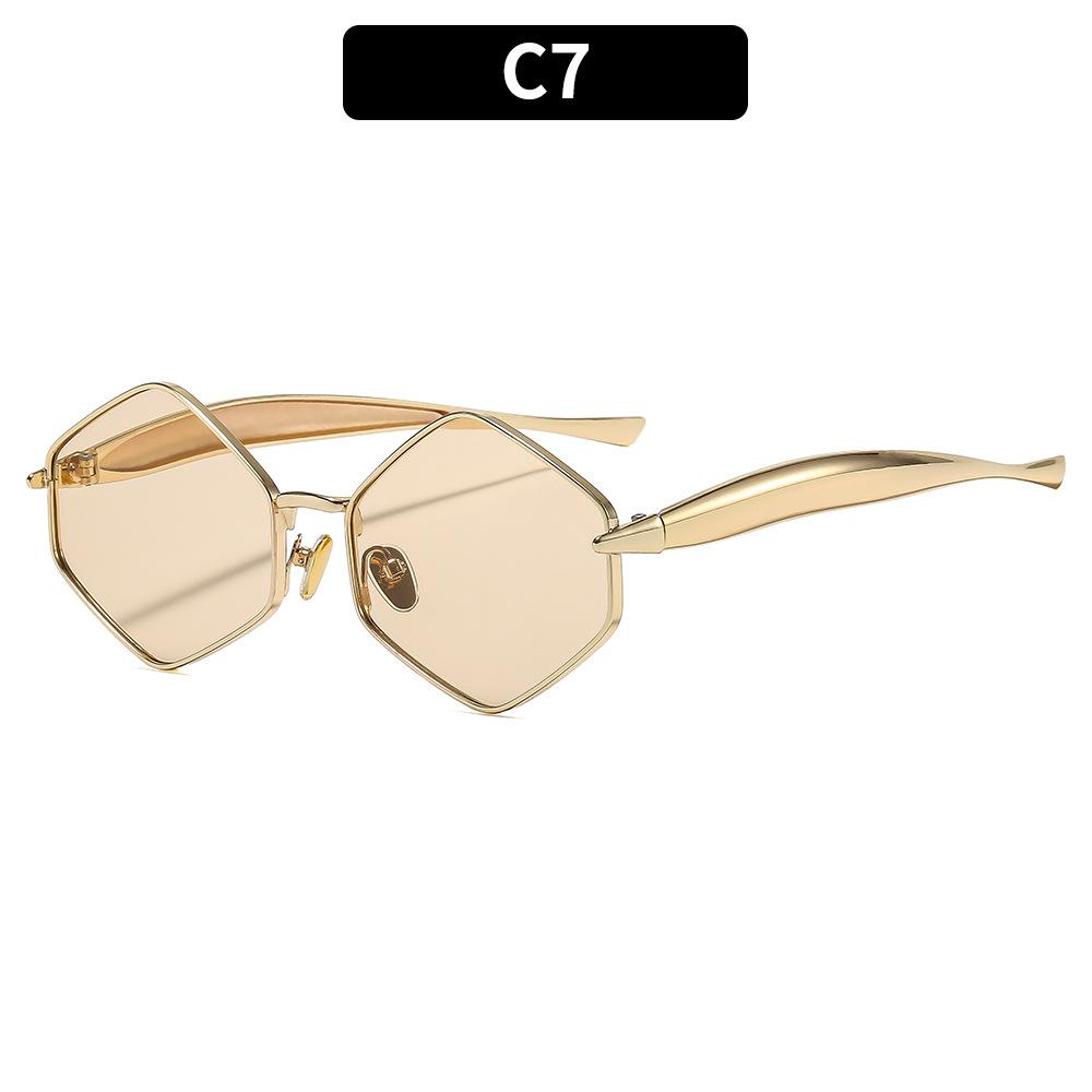 

Женские солнцезащитные очки, мужские и женские модные многоугольные металлические солнцезащитные очки