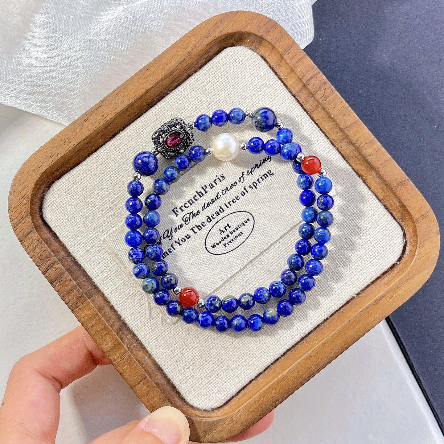 High Quality Natural Lapis Lazuli Freshwater Pearl Design Bracelet