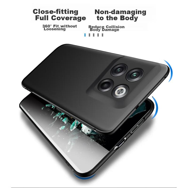 Phone Case for OnePlus Ace Pro, Slim Full Protection Shockproof TPU Soft Case with Matte Finish (Includes Two-In Ring Holder And Lanyard), Black