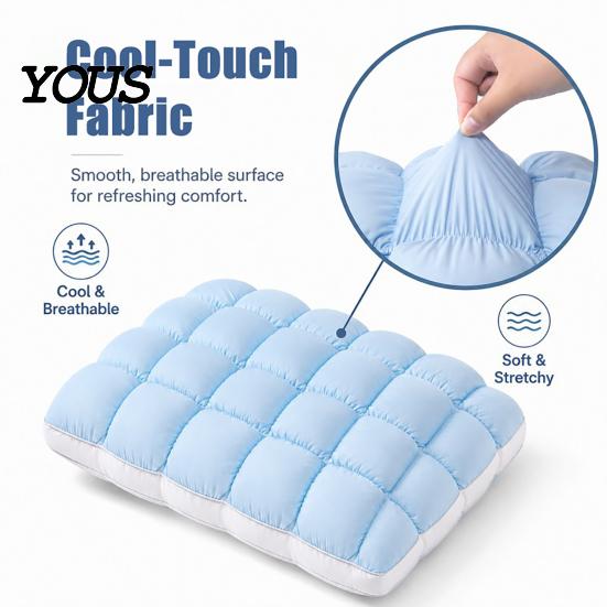 Relaxing Cloud Soft Sleep Pillows Cooling Quilted Puff Pillow, Cloud-Like Bed Down Alternative Washable Bedding Accessories Fluffy Pillow for