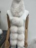 Magnetic Faux Fox Fur Scarf with Pom-Poms - Double-Sided Plush Shawl for Autumn/Winter.