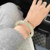12mm White Moonlight Round Bar Thick Bracelet - New Chinese Style Cheongsam Accessory, Noble Concubine National Style.