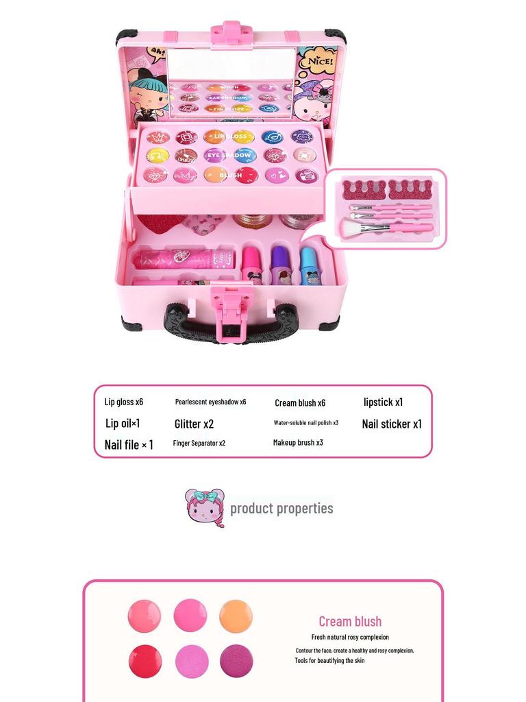 Kids' Washable Makeup Set with Face Stickers for Stage Performances & Dress-Up