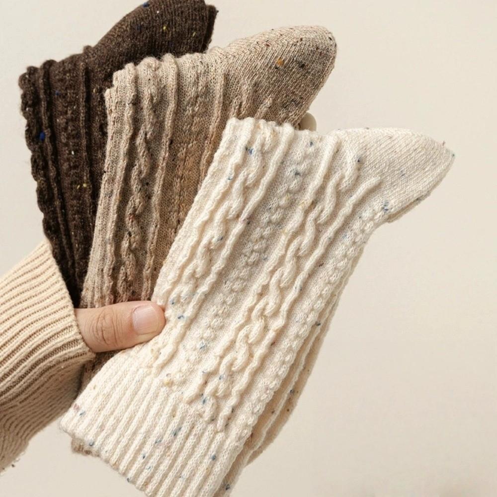 Skarpetki zimowe w jednolitym kolorze zatrzymujące ciepło, skarpetki do połowy łydki, nowe pluszowe skarpetki wełniane dla kobiet i dziewcząt